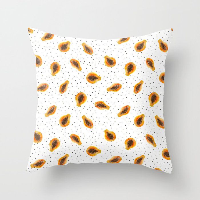 Papaya vibes || watercolor Throw Pillow