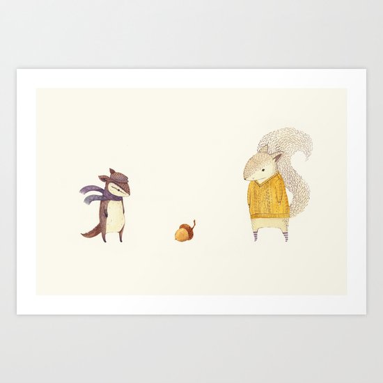 The Last Acorn of Autumn Art Print
