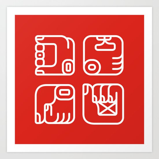 Mayan Glyphs ~ Hands Art Print