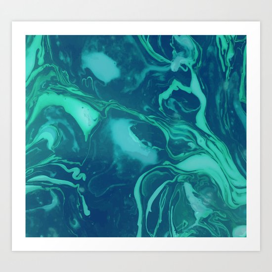 Teal Marble Art Print
