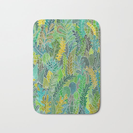 Green leaves Bath Mat