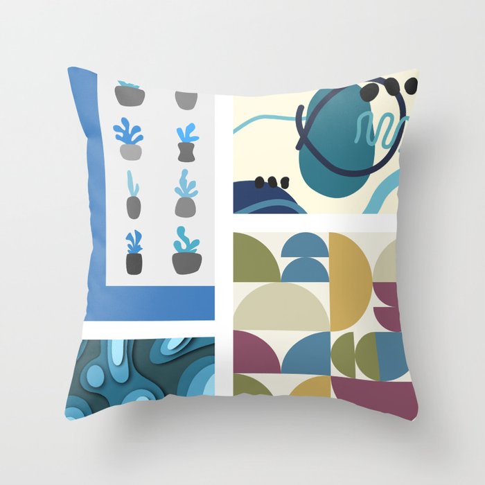 Assemble patchwork composition 15 Throw Pillow