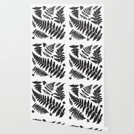 Black and White Ferns Wallpaper