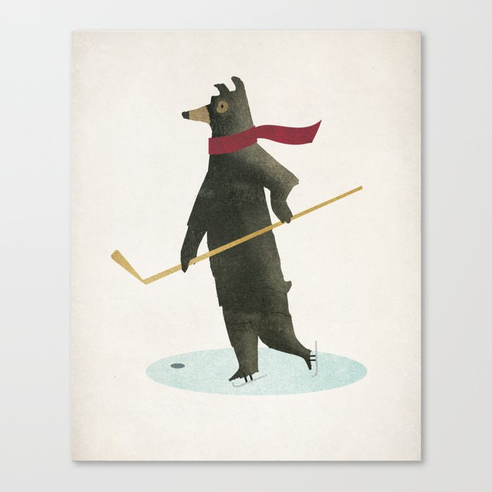 Black Bear Hockey Skate Canvas Print