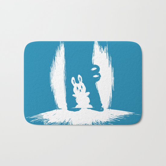 cornered! (bunny and crocodile) Bath Mat