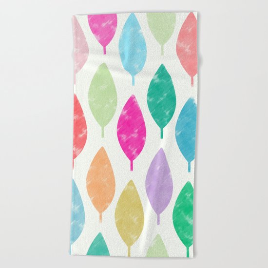 Colorful Leaves Beach Towel