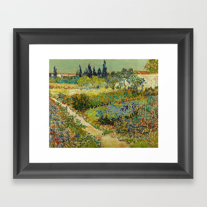 Garden at Arles / Flowering Garden with Path by Vincent Van Gogh (1888) Framed Art Print