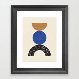 Woodblocks - Brown Blue Framed Art Print
