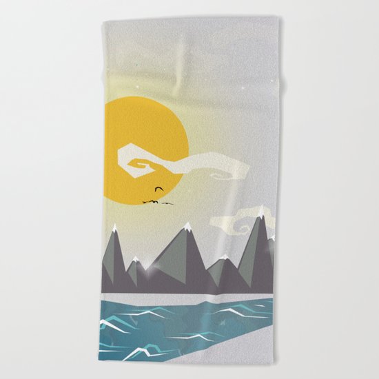 Grey mountains of joy Beach Towel