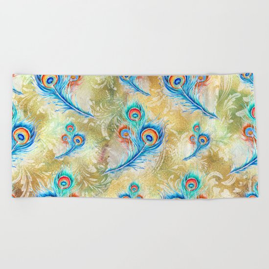 Feather peacock #16 Beach Towel