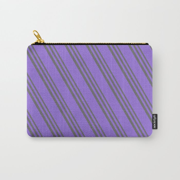 Dim Gray & Purple Colored Stripes/Lines Pattern Carry-All Pouch