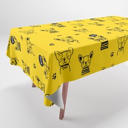 Yellow and Black Hand Drawn Dog Puppy Pattern Tablecloth