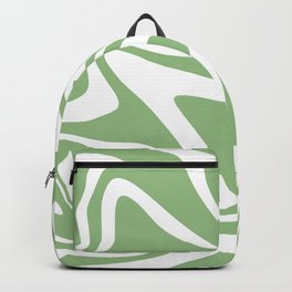 Modern Liquid Swirl Abstract Pattern white and green Backpack