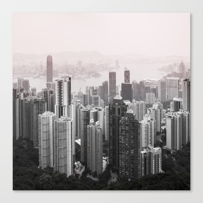 Hazy Hong Kong downtown view Canvas Print