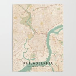 Philadelphia, United States - Vintage Map Poster