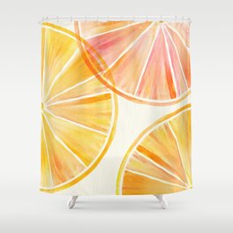 Sunny Citrus Watercolor Illustration Shower Curtain