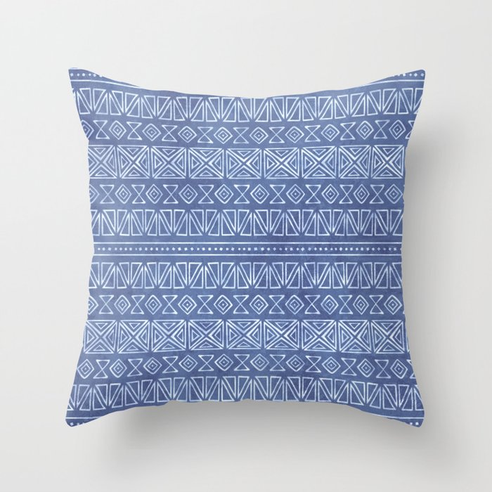 Tribal Batik In Cornflower Blue Throw Pillow By Aevaprints Society6