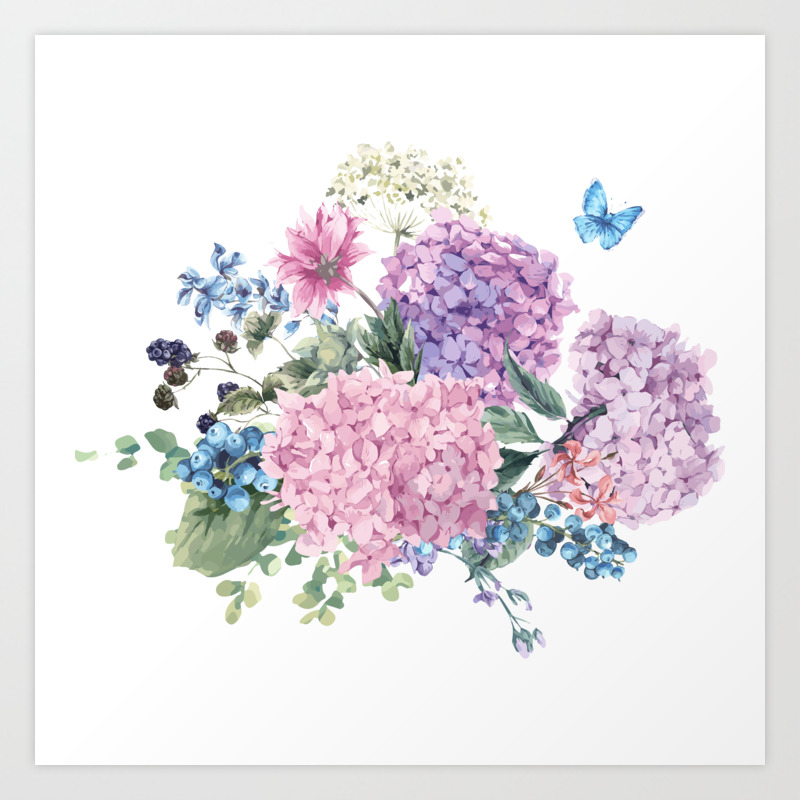 Summer Vintage Hydrangea Art Print By Luizcastelli Society6