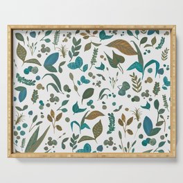 Green leaves pattern Serving Tray