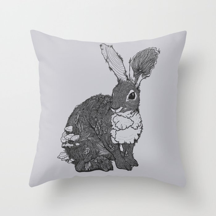 Wild Rabbit Throw Pillow