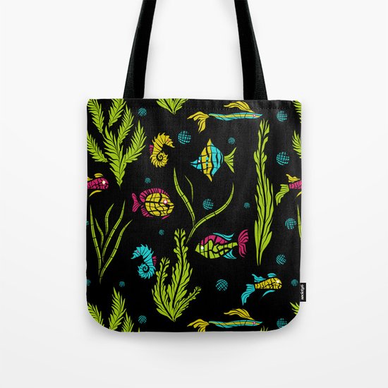 Sea , fish , seaweed , baby pattern . Tote Bag