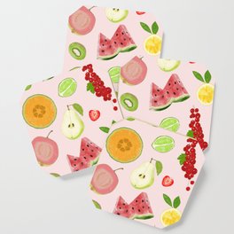 Repeating pattern of sliced fruit and berries Coaster
