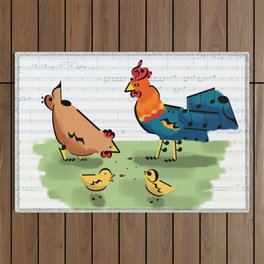 Carnaval of the Animals - Hens and Roosters Outdoor Rug