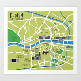Dublin map illustrated Art Print