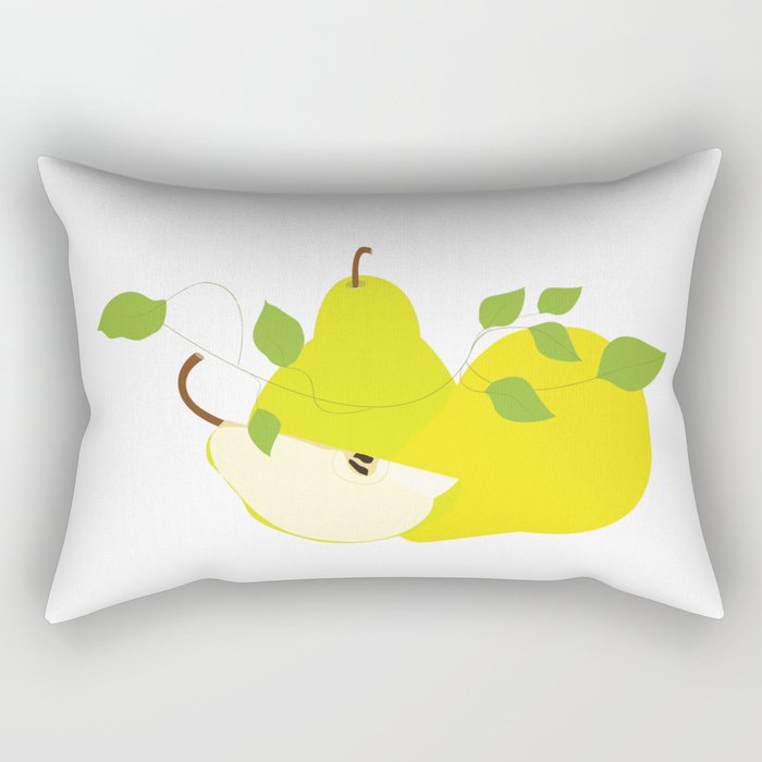 Yellow pears with surrounding green leaves Rectangular Pillow