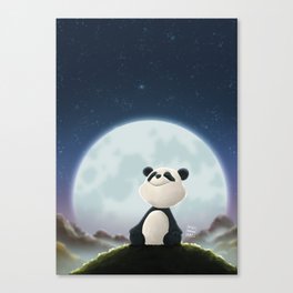 Moonbathing | Illustration of a panda bear enjoying life to the fullest Canvas Print