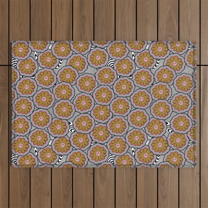 Little Flower Faces Outdoor Rug