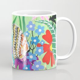 Butterfly and Moths Pattern - Green Coffee Mug