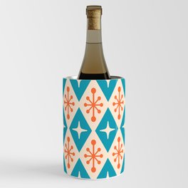 Mid Century Modern Atomic Triangle Pattern 922 Turquoise and Orange Wine Chiller