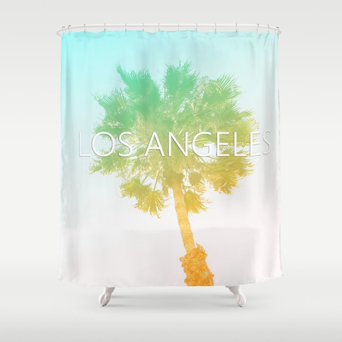 Retro Vintage Ombre Los Angeles, Southern California Palm Tree Colored Print Shower Curtain