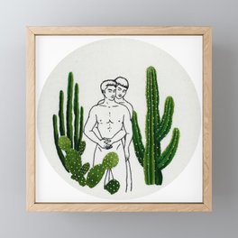 Embroidery art "Cactus" printed/ Gay art Framed Mini Art Print