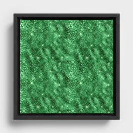 Green Diamond Studded Glam Pattern Framed Canvas