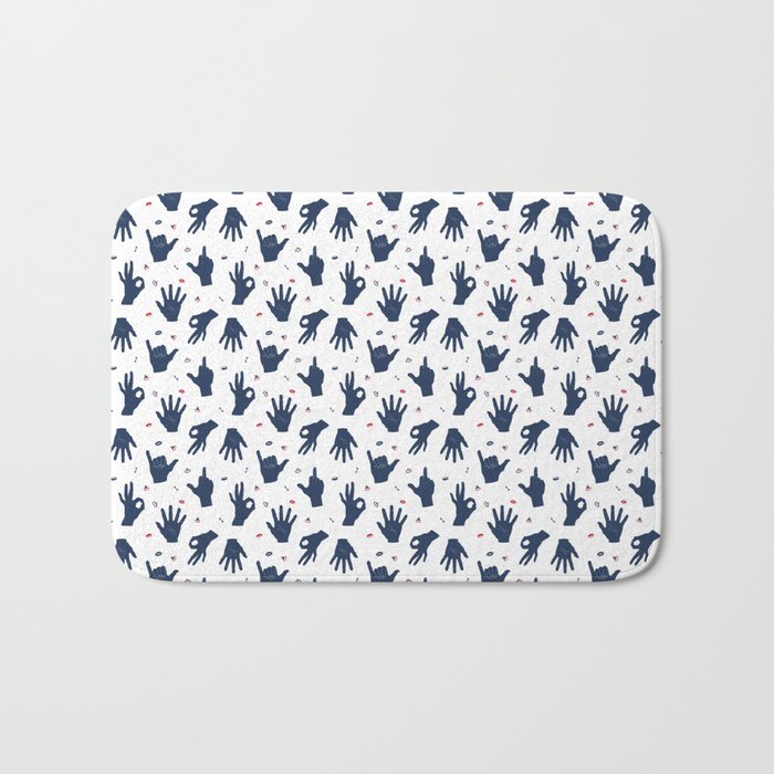 Blue and red hands Bath Mat