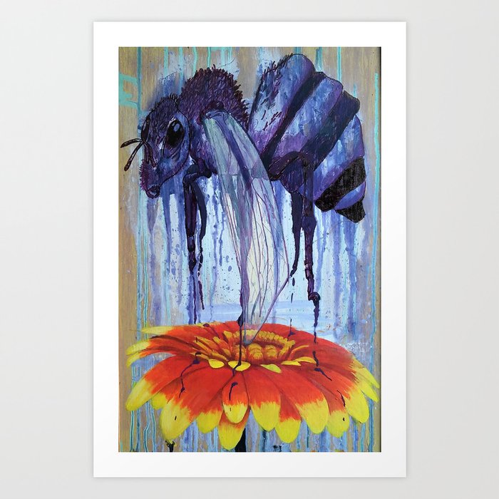 Bee and Flower Art Print