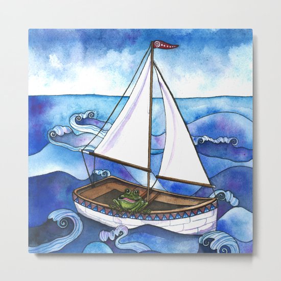 Froggy Goes Sailing Metal Print