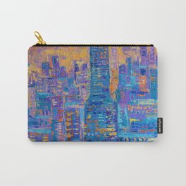 Manhattan, palette knife abstract vibrant new york city skyline sunset cityscape Carry-All Pouch | City, Vibrant, Painting, Newyorkskyline, Newyork, Impressionism, Texturedpainting, Street, Paletteknife, Empire 