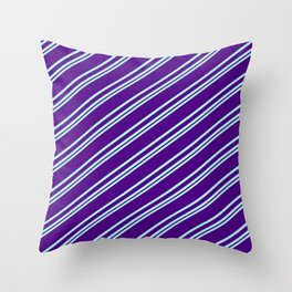 [ Thumbnail: Turquoise & Indigo Colored Striped Pattern Throw Pillow ]