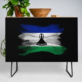 Lesotho flag brush stroke, national flag Credenza