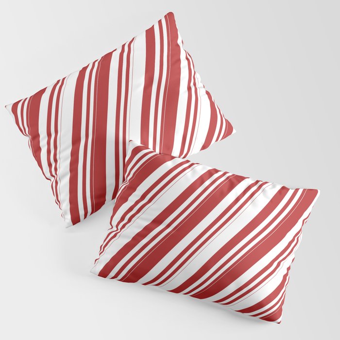 Red and White Colored Lines/Stripes Pattern Pillow Sham