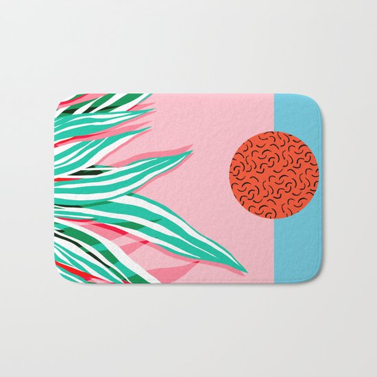 Freakin' - memphis throwback style palm springs neon art print 1980s vintage desert road trippin Bath Mat