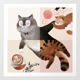 Social cats #dollypartonchallenge Art Print