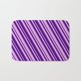 [ Thumbnail: Plum and Indigo Colored Lines/Stripes Pattern Bath Mat ]
