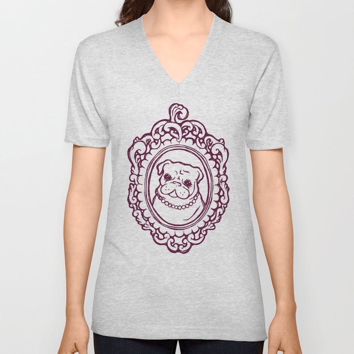 Pug Princess V Neck T Shirt