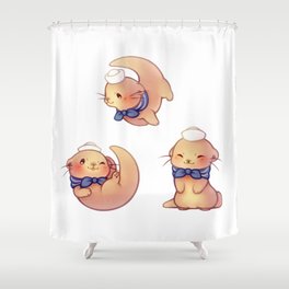 Kawaii Sailor Otter Shower Curtain