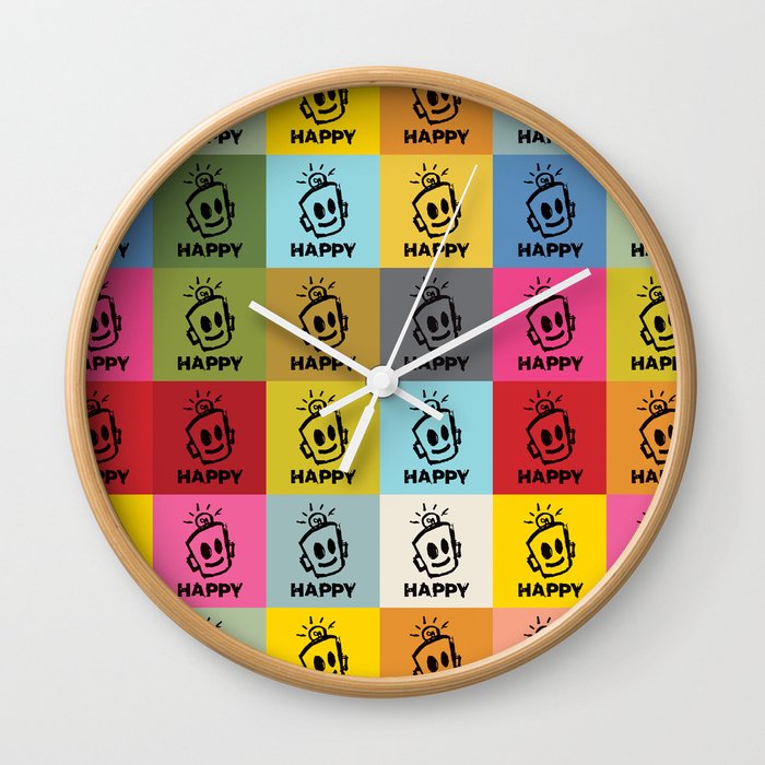 HAPPY SQUARES Wall Clock