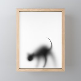 Shadow silhouette of cat behind frosted glass Framed Mini Art Print
